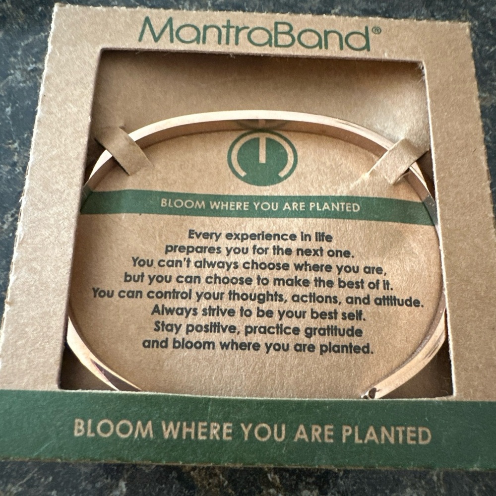 MantraBand Rose Gold Tone Bracelet “Bloom Where You Are Planted”